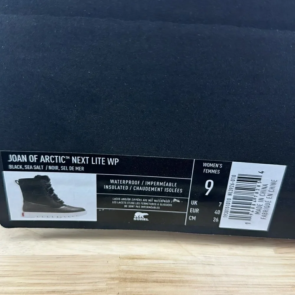 Sorel Joan of Artic Next Lite WP Boot- Black/Sea Salt- Size 9